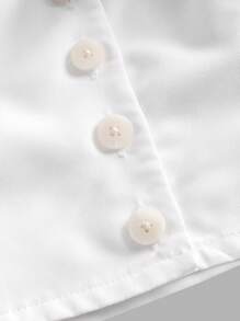 SHEIN Unity Blusa corta asimétrica de hombro con botones al frente, blusas de manga larga