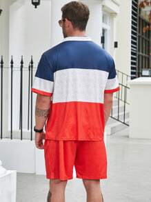 Manfinity Homme Men Plus Colorblock Polo Shirt & Shorts - Multicolor - View 2