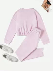 RueChic Tween Girl Solid Pullover & Leggings - Baby Pink - View 2
