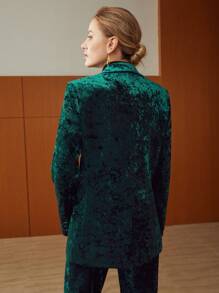MOTF PREMIUM CRUSHED VELVET BLAZER - Dark Green - View 9