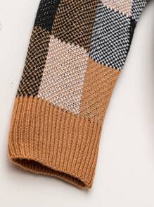 SHEIN LUNE Große Größen Karomuster Oversized Pullover Strickpullover Herbst Winter Pullover - Verschiedenfarbig - Übersicht 5