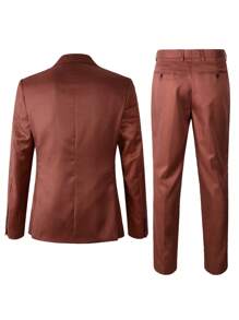Manfinity Mode Men Single Breasted Blazer & Suit Pants - Chocolate Brown - View 2