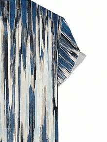 Manfinity Homme 男士加大碼寬鬆毛刷印花鈕扣衫，短袖領口圖形彩色復古襯衫 - 彩色 - 查看 7