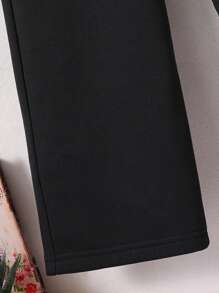 Tween Boy Letter Patched Drawstring Waist Straight Leg Pants - Black - View 3