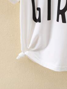 SHEIN 女小童字母圖案T恤 - 白色 - 查看 7