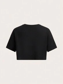 Stevenrhodes 图案短款 T 恤，学校 - 黑色 - 查看 4