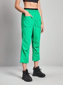 In My Nature 字母圖案口袋貼布戶外長褲 - 綠色 - 查看 6