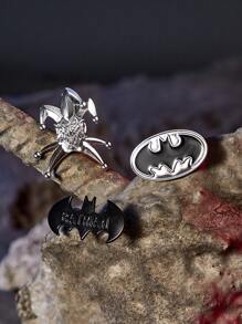 BATMAN X SHEIN 3 件套蝙蝠形胸针，锌合金 - 彩色 - 查看 5