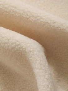 DAZY Chi tiết Patched thư Một nửa khóa kéo Thả vai Teddy Áo nỉ - Màu be - Xem 5