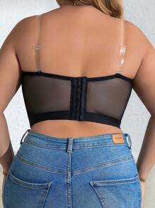 Snug Zone 大碼網紗拼接文胸 - 黑色 - 查看 2