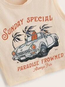 GOLDENLINE Top tank de coche con estampado de letra de canalé - Albaricoque - Ver 5