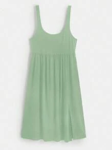 SHEIN BASICS Plus Split Thigh Cami Dress - Mint Green - View 7
