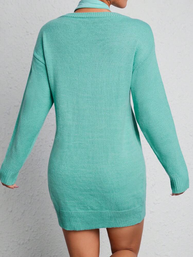 Letter Graphic Drop Shoulder Sweater Dress