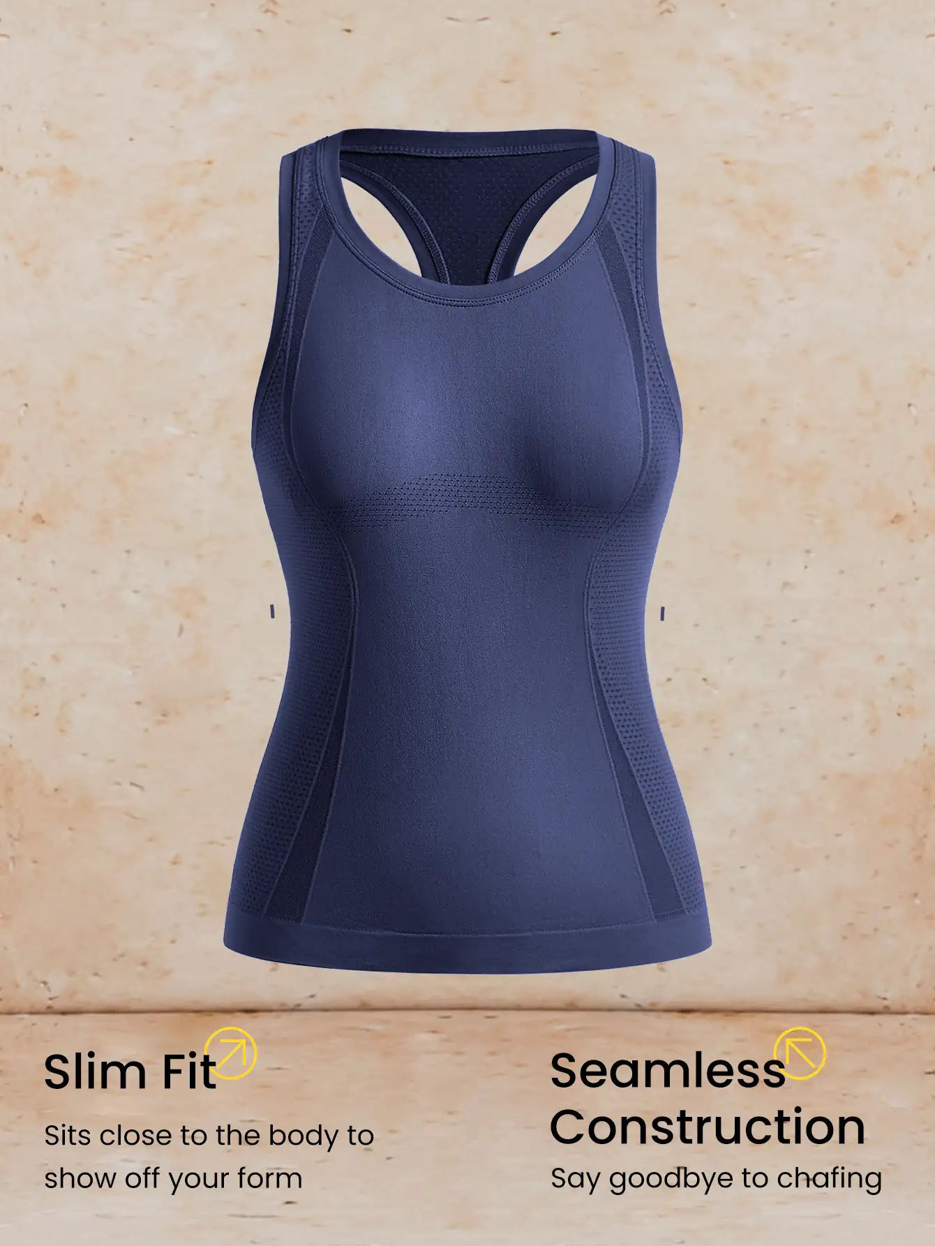 GLOWMODE 無縫賽車背心,臀部長度,透氣輕巧,運動健身時具有排汗、抗菌功能 - 藏蓝色 - 查看 7