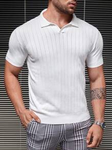 GENTILAND Men Solid Ribbed Knit Top