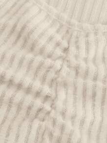 SHEIN Teen Girl Ruched Bust Lettuce Trim Hanky Hem Tee - Beige - View 4