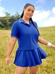 Easithlete Plus Lightweight Tennis Print Sports Set - Navy Blue - View 5