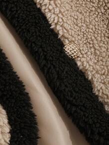 DAZY Contrast Trim Dual Pocket Teddy Jacket - Multicolor - View 5