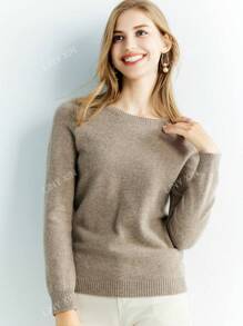 100% Laine Mérinos Femme Pull Chaud Doux Basique Sweat-shirt