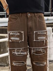 Manfinity Roghcode Jean Pria - Coffee Brown - View 3