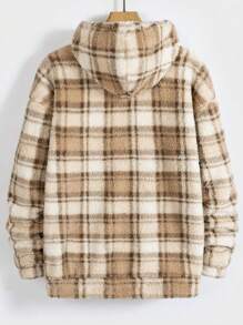 Manfinity RebelGame Men Plaid Pattern Drawstring Teddy Hoodie - Multicolor - View 2