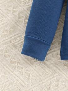 Young Boy Bear Patched Snug Fit PJ Set - Royal Blue - View 5