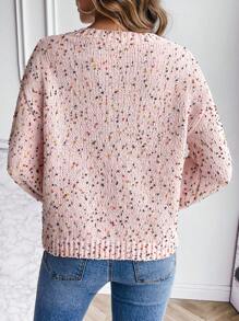 SHEIN LUNE Drop Shoulder Sweater - Pink - View 2