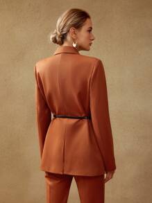 MOTF PREMIUM VISCOSE WOOL-BLEND BLAZER - Brown - View 9