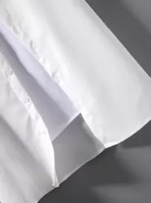 Manfinity Homme Camisa Casual Sólida para Homens e Calça com Cordão na Cintura Sem Camiseta, Presente para Namorado - Branco - Visão 4