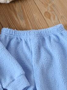 Chica Joven Conjunto de pijama con unicornio & con bordado de letra - Azul - Ver 7