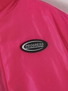 SHEIN Tween Girl 1pc Letter Graphic Reversible Padded Coat - Hot Pink - View 8