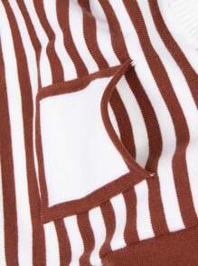 Young Boy Striped Pattern Pocket Patched Sweater