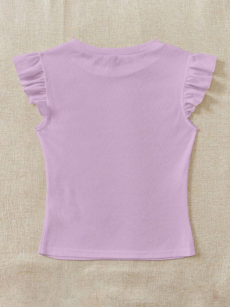 Soleia Áo thun nữ Xù Gân đan màu trơn Giải trí - Màu Lilac Tím - Xem 2