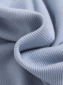 SHEIN Chica adolescente con botón Camiseta & Coletero - Celeste - Ver 4