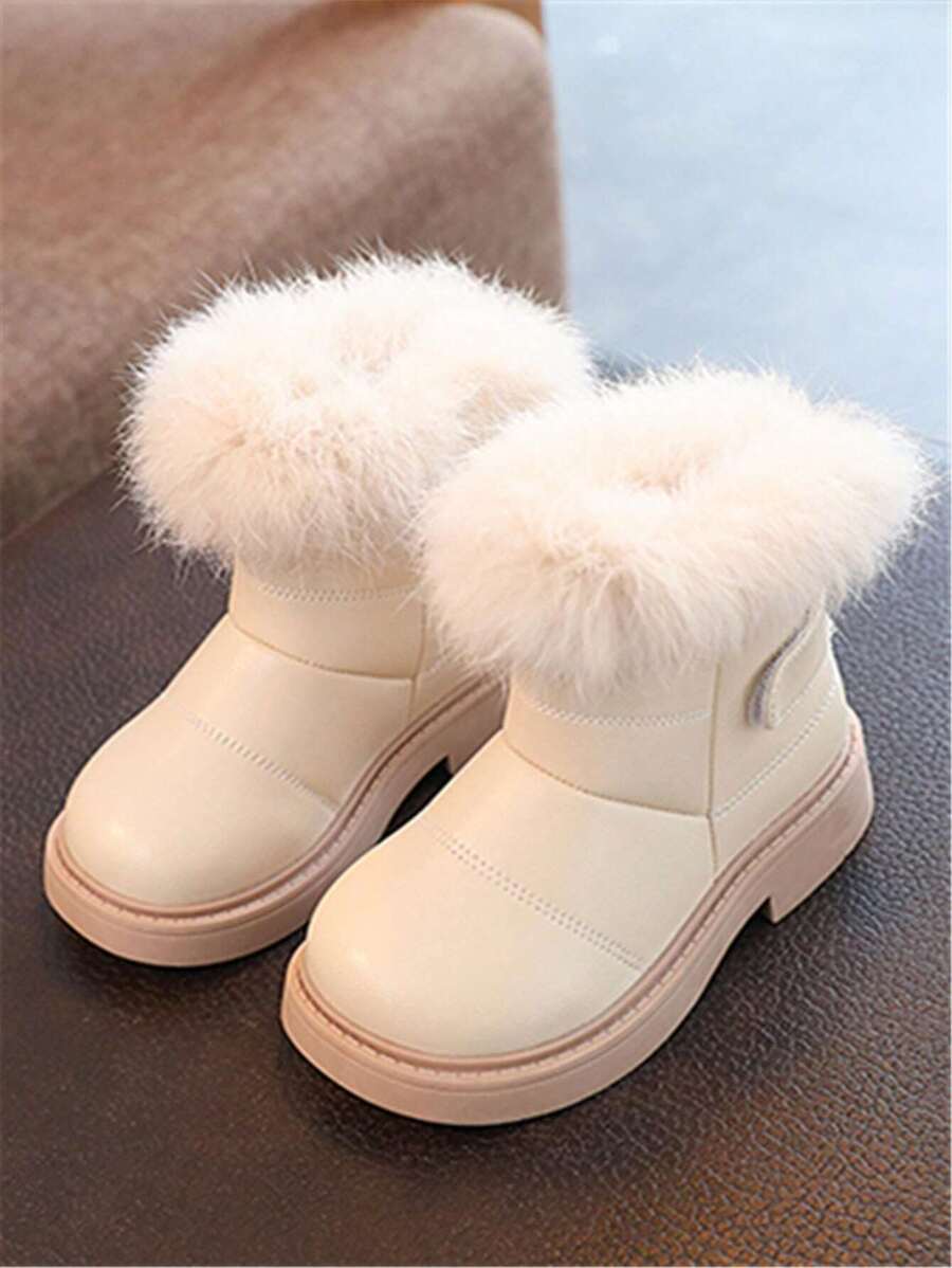 兒童冬季新款時尚、舒適、保暖的平底靴 - 白色 - 查看 1