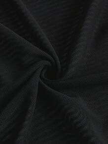 SHEIN ICON Chất rắn Kiểu Dài áo có mũ Lưới Áo - màu đen - Xem 10