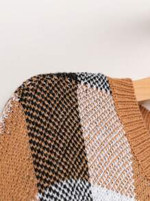 SHEIN LUNE Große Größen Karomuster Oversized Pullover Strickpullover Herbst Winter Pullover - Verschiedenfarbig - Übersicht 4