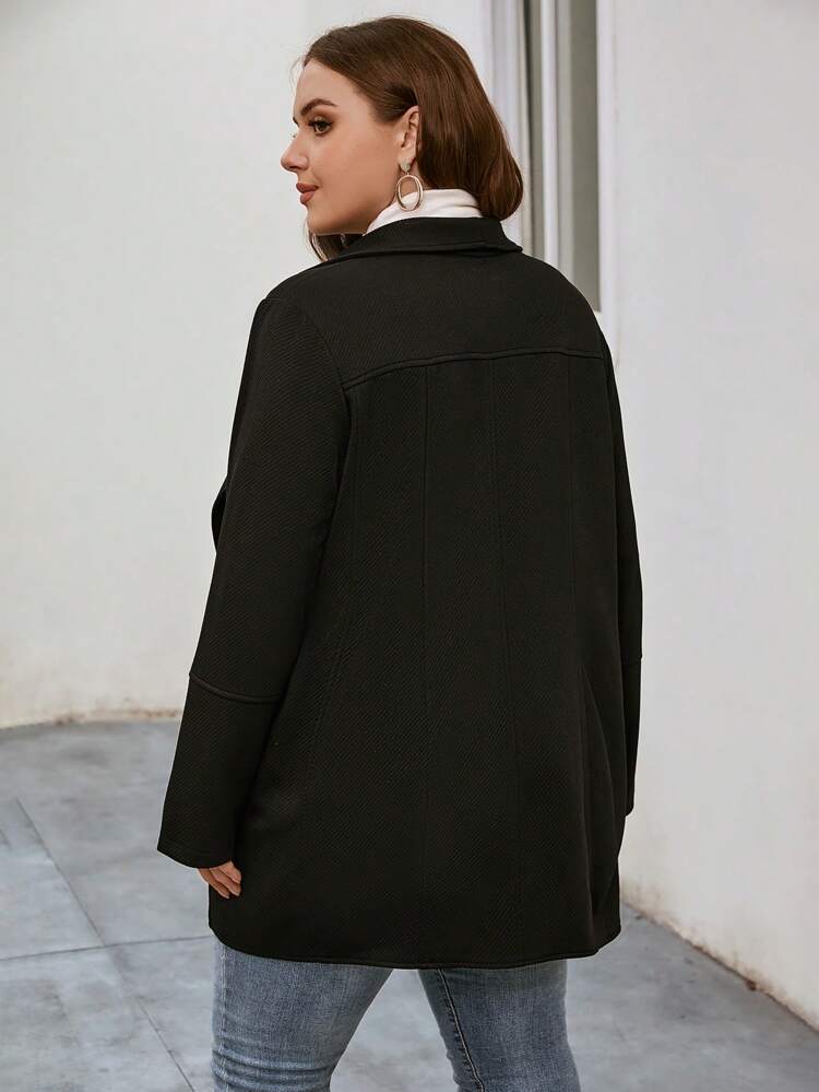 Plus Waterfall Collar Open Front Coat