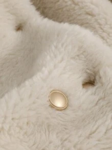 DAZY Áo khoác nữ Teddy hai túi cài hai hàng khuy, Quần áo nữ mùa thu - Màu be - Xem 7