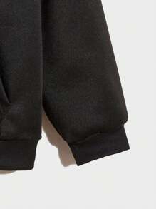 Manfinity Homme Men Letter Graphic Zip Up Drawstring Hoodie - Black - View 6