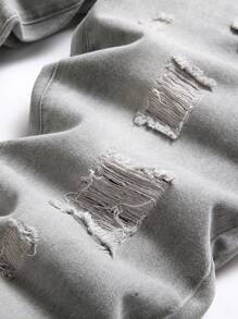 Hombres Jeans desgarro crudo con lavado - Gris Claro - Ver 6