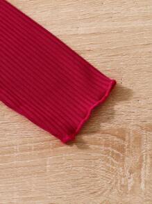 SHEIN 女大童3入組素色木耳邊條紋針織T恤 - 彩色 - 查看 5