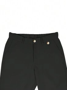 Manfinity Bizformal Men Solid Slant Pocket Suit Pants - Black - View 4