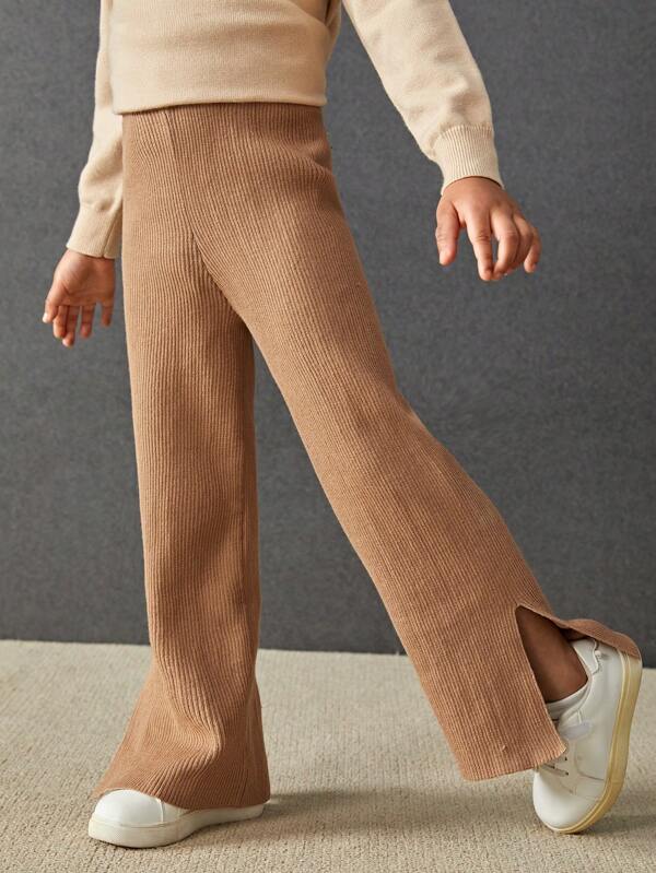 SHEIN Kleiner Junge Hose mit Schlitz am Saum, Strick