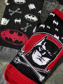 BATMAN X SHEIN 2pairs Cartoon Bat Pattern Women's Short Socks - Multicolor - View 8