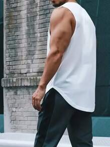 Manfinity Homme Nam Đồ họa Chữ cái Áo ba lỗ - trắng - Xem 2