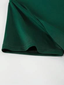 SHEIN Essnce Camiseta con estampado de mariposa y letra - Verde Oscuro - Ver 4