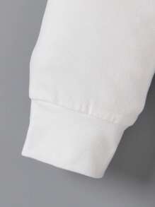 SHEIN Hooded Mechanic Bear Print Pullover Sweatshirt For Young Boys, Spring/Autumn - White - View 3