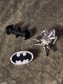 BATMAN X SHEIN 3 件套蝙蝠形胸针，锌合金 - 彩色 - 查看 4