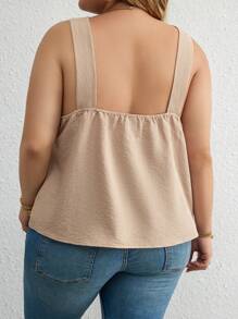 SHEIN Clasi Plus Top À Fines Brides À Perles Croisé - Kaki - Voir 2